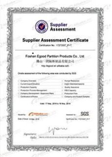 SGS Supplier Assessment Certificate verifying Egood Partition's production capacity and factory qualifications. SGS Supplier Assessment Certificate verifying Egood Partition's production capacity and factory qualifications.