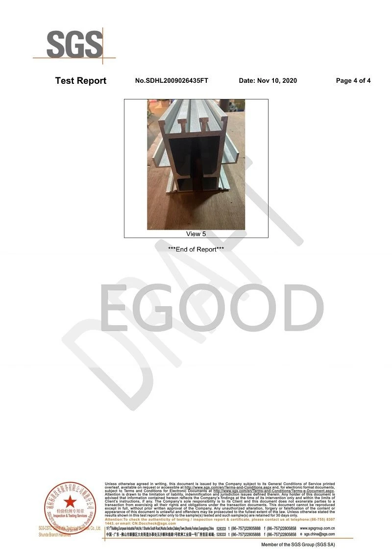 SGS test report of eg-g2000 ultra high aluminum rail
SGS test report of eg-g2000 ultra high aluminum rail