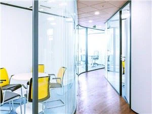 Glass Partition Wall With Curved Design
