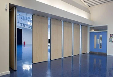 Modern commercial office sliding partition system with wood finish Modern commercial office sliding partition system with wood finish