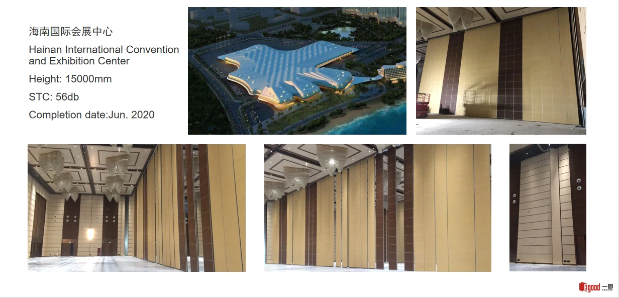 Egood 15m Ultra-High Movable Partition Wall System at Hainan International Convention Center with STC 56dB Soundproofing Egood 15m Ultra-High Movable Partition Wall System at Hainan International Convention Center with STC 56dB Soundproofing