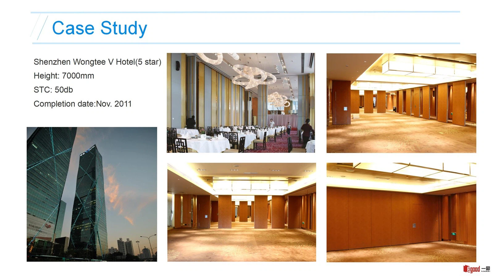 Egood Movable Partition Project: Shenzhen Wongtee V Hotel (Height 7000mm, STC 50dB) Egood Movable Partition Project: Shenzhen Wongtee V Hotel (Height 7000mm, STC 50dB)