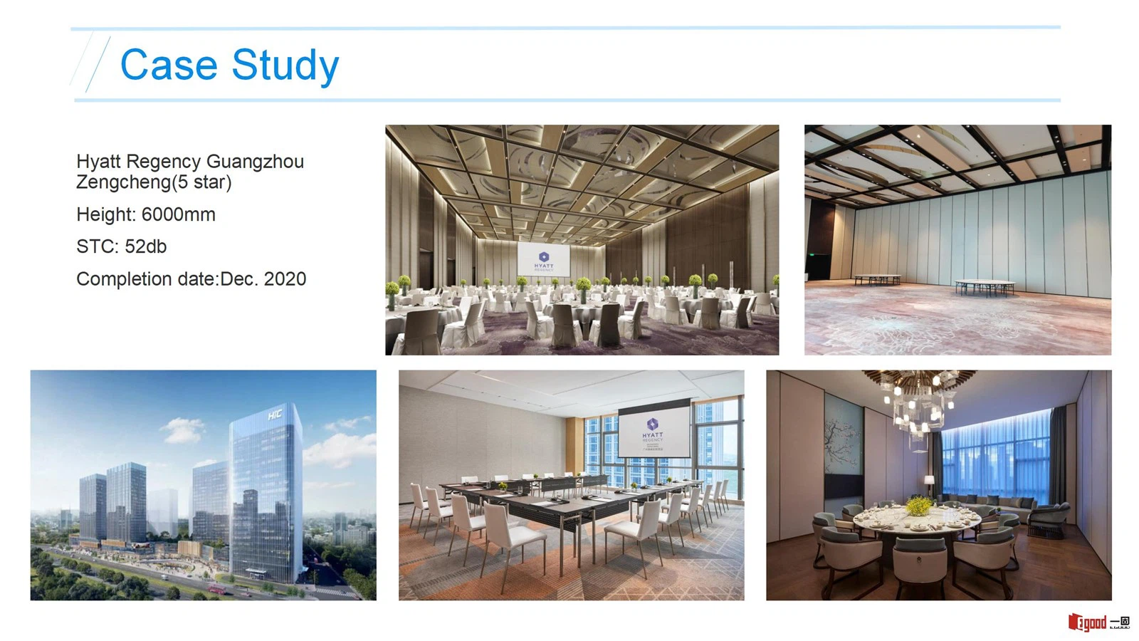 Egood Movable Partition Project: Hyatt Regency Guangzhou Zengcheng 5-star Hotel (Height 6000mm, STC 52dB) Egood Movable Partition Project: Hyatt Regency Guangzhou Zengcheng 5-star Hotel (Height 6000mm, STC 52dB)