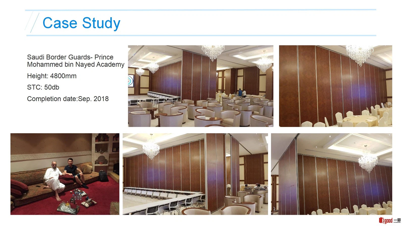 Egood Movable Partition Project: Saudi Border Guards Academy Conference Hall (Height 4800mm, STC 50dB) Egood Movable Partition Project: Saudi Border Guards Academy Conference Hall (Height 4800mm, STC 50dB)