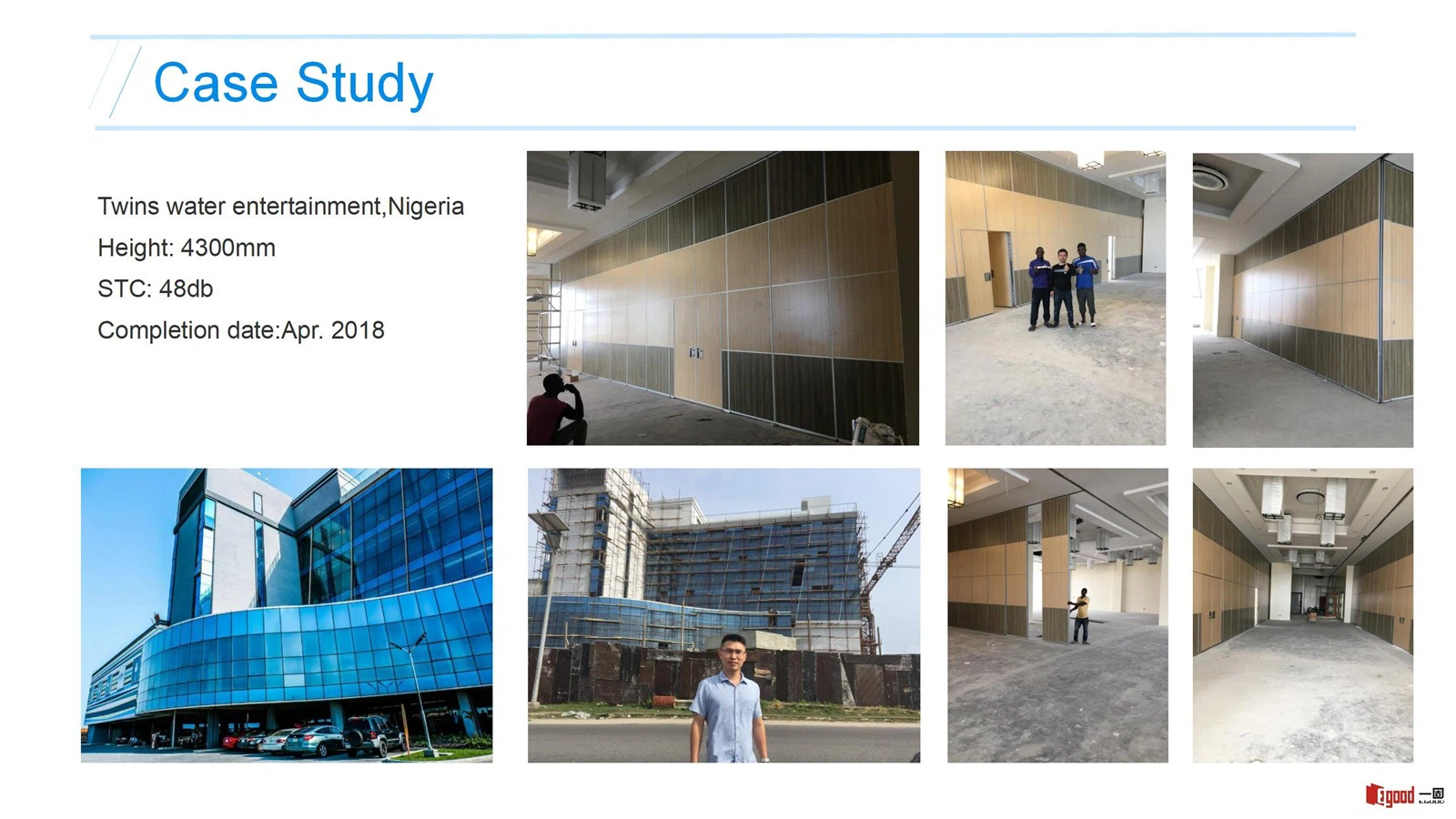 Egood Movable Partition Project: Twins Water Entertainment Center Nigeria (Height 4300mm, STC 48dB) Egood Movable Partition Project: Twins Water Entertainment Center Nigeria (Height 4300mm, STC 48dB)