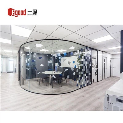 Glass Partition Wall With Curved Design